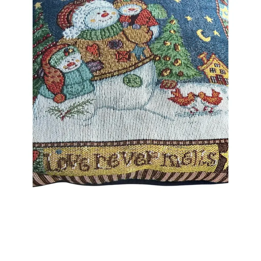 TAPESTRY NEEDLEPOINT SNOWMAN THROW PILLOW Christmas Vintage FAST SHIP 1266-21